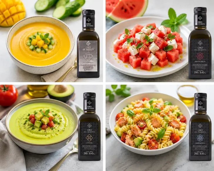 4 Recetas verano aove 4 con botellas Oro del Desierto
