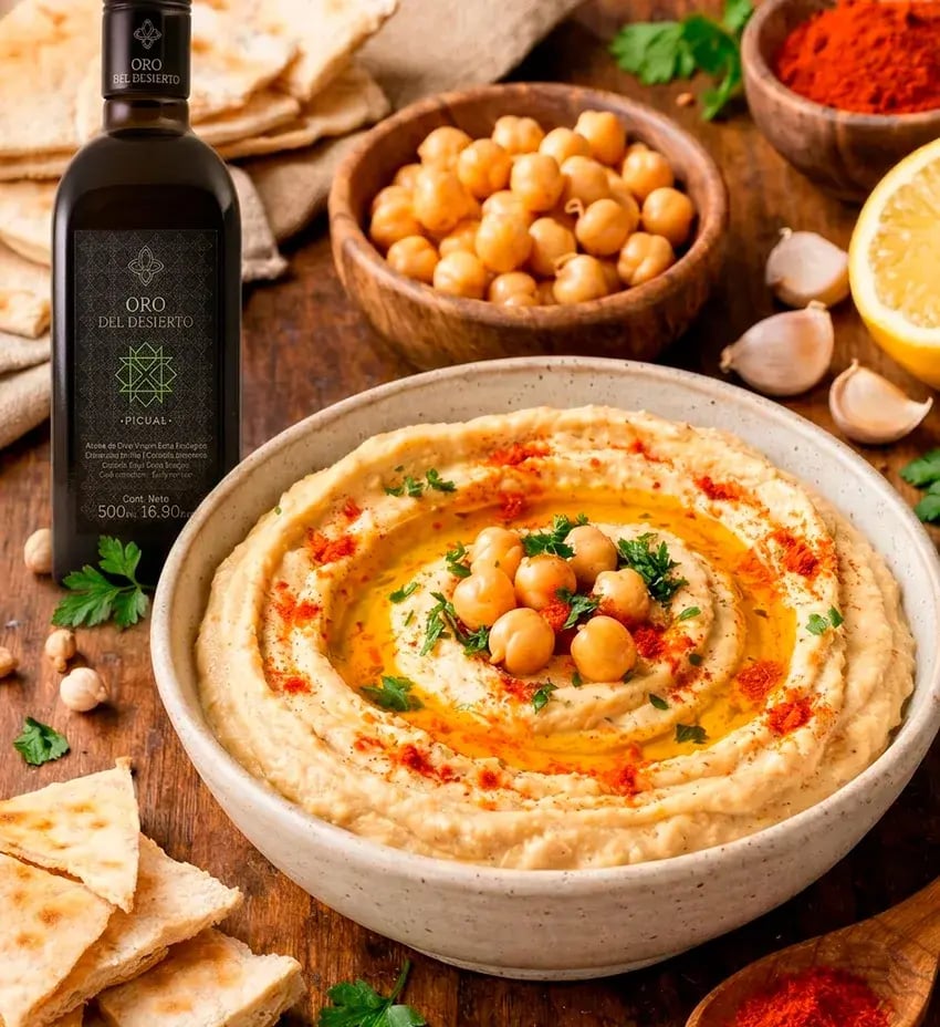 Receta Humus garbanzos con AOVE Oro del Desierto